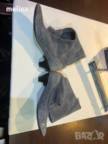 Велурени ботуши с камъни, снимка 6 - Дамски ботуши - 52164697