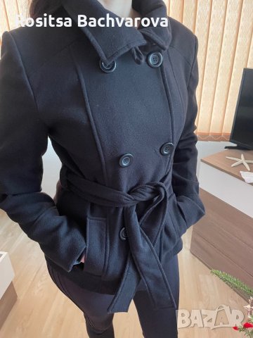 Черно късо палто, размер М, снимка 4 - Палта, манта - 38896011