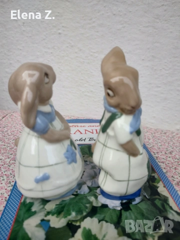 Royal Dux Czechoslovakia двойка винтидж фигурки на зайчета, снимка 12 - Колекции - 53705068