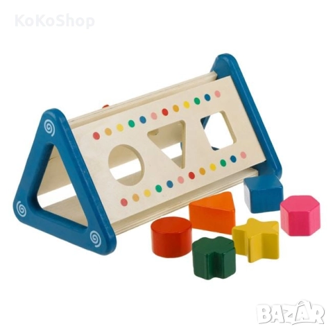 Дървена играчка с геометрични фигури-23.5x14x12.5 см./играчка сортер, снимка 3 - Образователни игри - 52433852