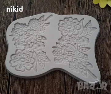 Двоен цвете плетени дантелени цветя тип вейнър дантела силиконов молд форма фондан торта гъмпейст, снимка 3 - Форми - 47789322