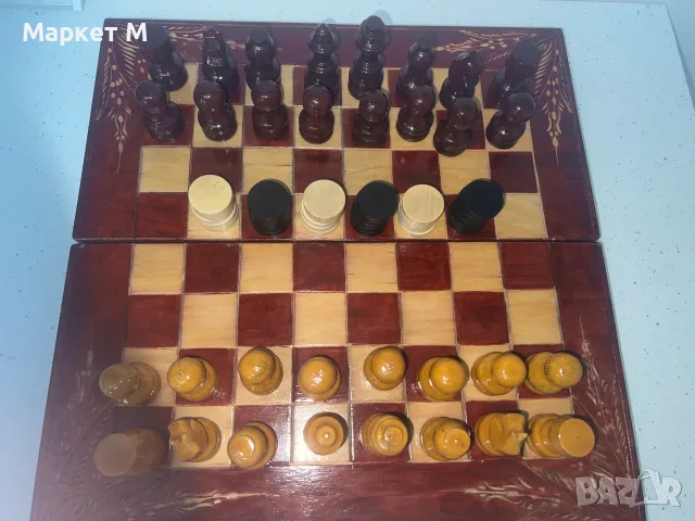 Голям Дървен шах 44 х 44 см. и табла, снимка 7 - Други спортове - 50580622