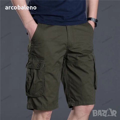Мъжки къси свободни прави ежедневни панталони с много джобове, 4цвята, снимка 6 - Къси панталони - 40852563