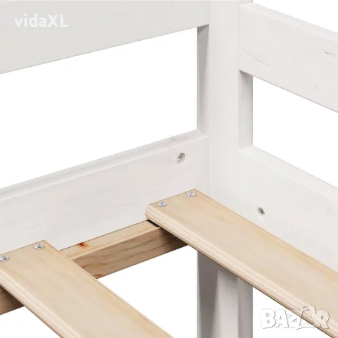 vidaXL Легло с чекмеджета, без матрак, бяло, 90x200 см, масивно дърво, снимка 10 - Спални и легла - 56146955