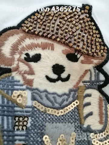 Ново‼️Нов модел блузки с мече❎S M L XL XXL 🔝Уникална материя и бродерия с мъниста 💕💕🍀, снимка 2 - Тениски - 53682464