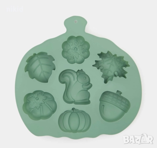 тиква жълъд катерица есенно листо големи силиконов молд форма фондан гипс шоколад гипс сапун, снимка 3 - Форми - 46813807