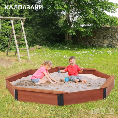 Голям Дървен Детски Пясъчник с Покривало OCTAGON, 199х199х23 см. , снимка 10 - Други - 44670689