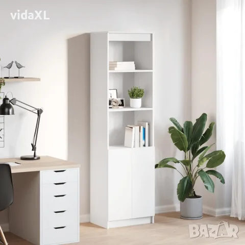 vidaXL Висок шкаф, бял, 50x35x180 cм инженерно дърво, снимка 2 - Бюфети - 56147044