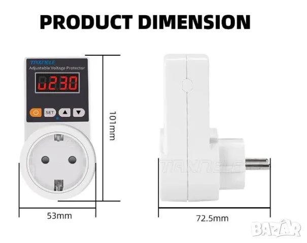 3000W16A Защитно Реле за Защита от Пренапрежение с Програмируем Дисплей и Автоматично Възстановяване, снимка 12 - Друга електроника - 47266986