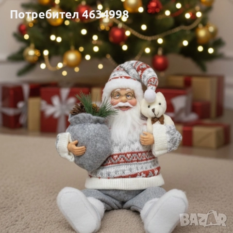 Голям Дядо Коледа с торба и мече - Атмосфера, уют и празничен стил, снимка 3 - Декорация за дома - 52579353