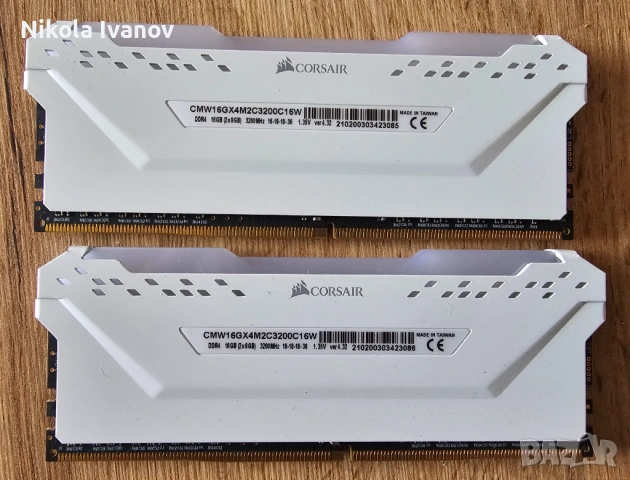 2X8GB 16GB DDR4 3200Mhz Corsair Vengeance RGB PRO WHITE RAM памет | CL16 | 16-18-18-36 1.35V, снимка 2 - RAM памет - 53476816