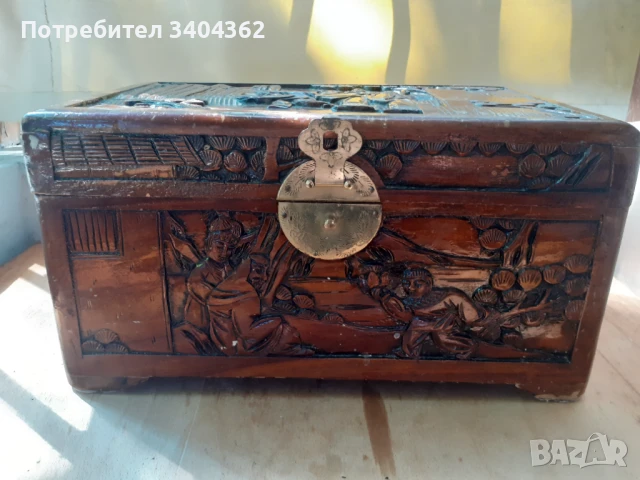 Стара дървена китайска кутия - дърворезба, снимка 2 - Антикварни и старинни предмети - 51132326