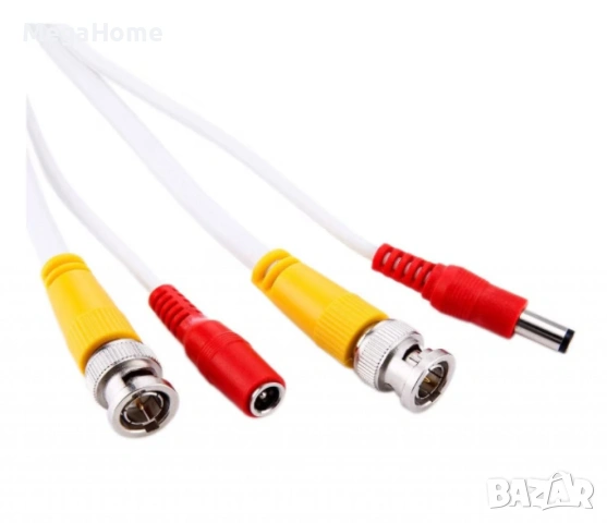 Кабел за видеонаблюдение, видео сигнал + захранване, с конектори, BNC кабел, снимка 4 - Други - 53290758