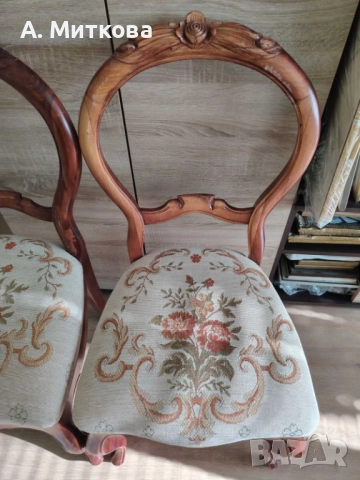 Продавам столове - резбовани в бароков стил, снимка 2 - Столове - 49841228