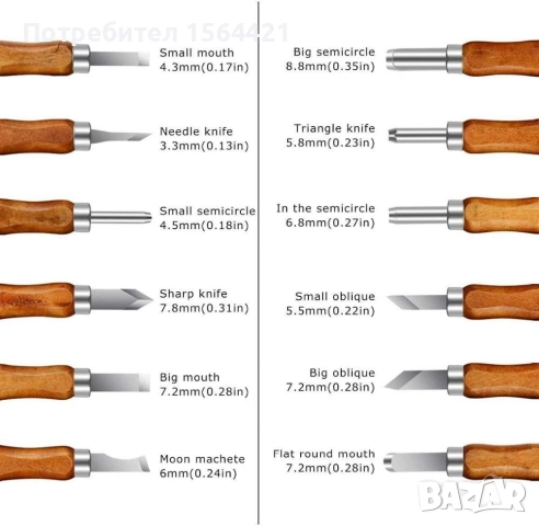длето, длета за дърворезба, гравиране, занаяти, кожарски, 12 бр., снимка 8 - Инструменти за гравиране - 52119348