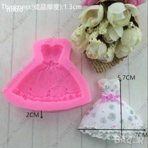 рокля булка булчинска сватба 3D силиконов молд форма калъп  за фондан шоколад торта украса и др, снимка 3 - Форми - 15021979
