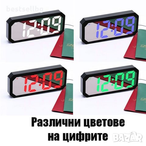 Електронен настолен постоянно светещ часовник на ток термометър аларма, снимка 2 - Други - 34735464
