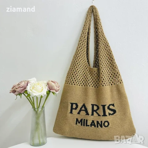 Дамска плажна чанта плетиво, снимка 2 - Чанти - 51132807