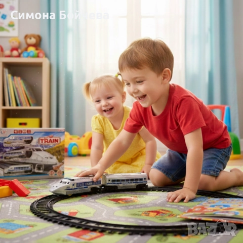 Влакче с релси, звуци и светлини – впечатляващ подарък за Коледа и празниците, снимка 2 - Влакчета, самолети, хеликоптери - 52816543