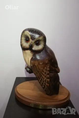 Дървена скулптура на бухал., снимка 2 - Антикварни и старинни предмети - 50293197