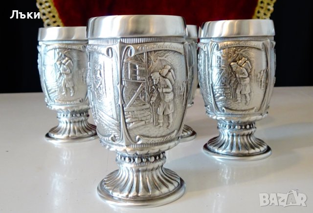 Чаши от калай с картини за старите пощи. , снимка 4 - Антикварни и старинни предмети - 39967937