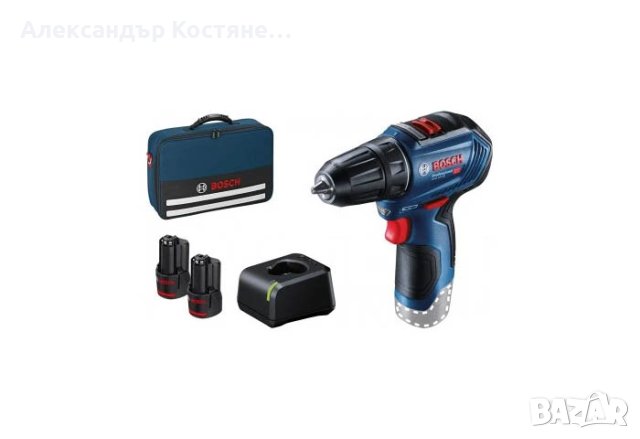 Акумулаторен винтоверт BOSCH GSR 12V-30 + 2 батерии + зарядно