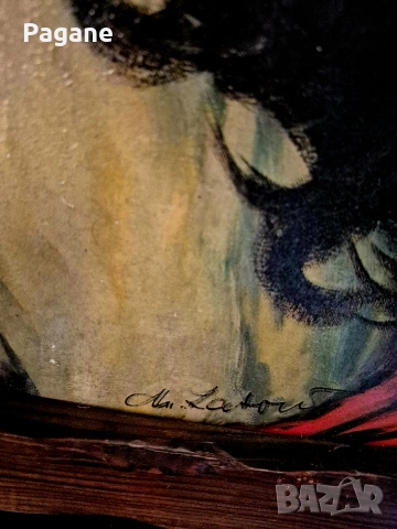 Ретро портрет на девойка – Мирко Лалович (M. Lalovic), Югославия – Винтидж, снимка 5 - Картини - 53570527