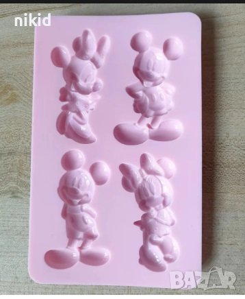 4 Мики Мини Маус Mickey Minnie Mouse силиконов молд форма калъп фондан шоколад гипс декор украса, снимка 3 - Форми - 42708011