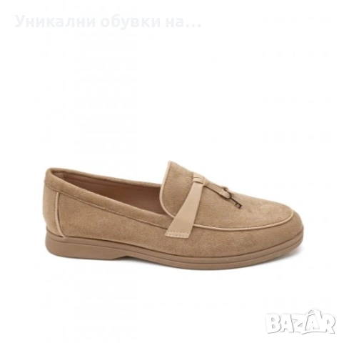 Равни велурени мокасини в цвят каки - Amelia Khaki 11714, снимка 2 - Дамски ежедневни обувки - 53534375