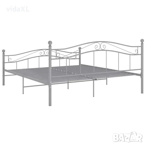 vidaXL Рамка за легло без матрак, сив, метал, 140x200 см, снимка 6 - Спални и легла - 56146854