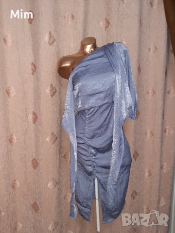 BUBBLEROOM 34 Оловно сиво синя рокля @, снимка 2 - Рокли - 38719889