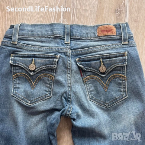 Дамски дънки Levis 524 Too Superlow, W26 L30, сини, тесни, размер 0, снимка 7 - Дънки - 53106619