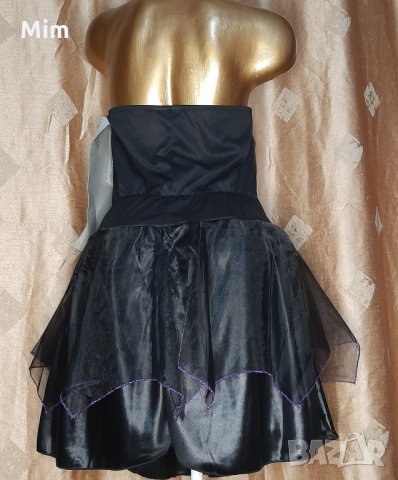  Party 44-46 Черна рокля с кожен змийски принт , снимка 4 - Рокли - 35848568