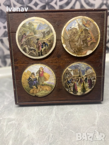 4 бр. капачета с дървена рамка във викториански стил от 19-ти век, 1880г.