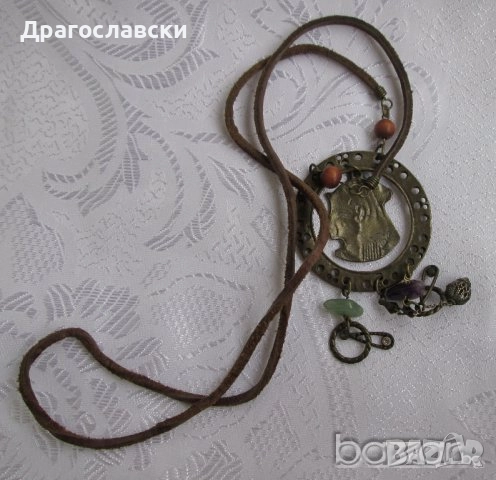 Красива висулка със зелен камък за колие, антика, бижу, броеница, гердан, Нефертити, пустиня , снимка 8 - Други - 12170819