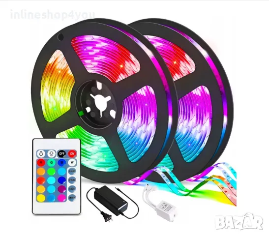 LED диодна лента 5м. RGB с захранване и контролер ЛЕД ленти комплект, снимка 4 - Лед осветление - 48226777