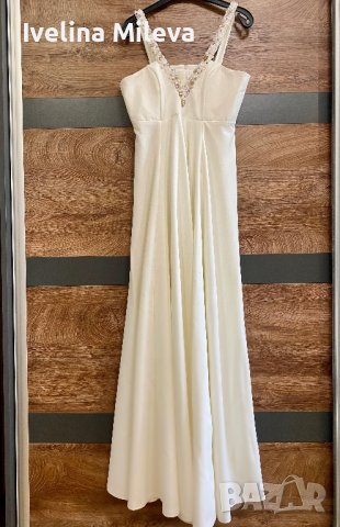 Красива бяла рокля за бременни FOTEVA Fashion House
