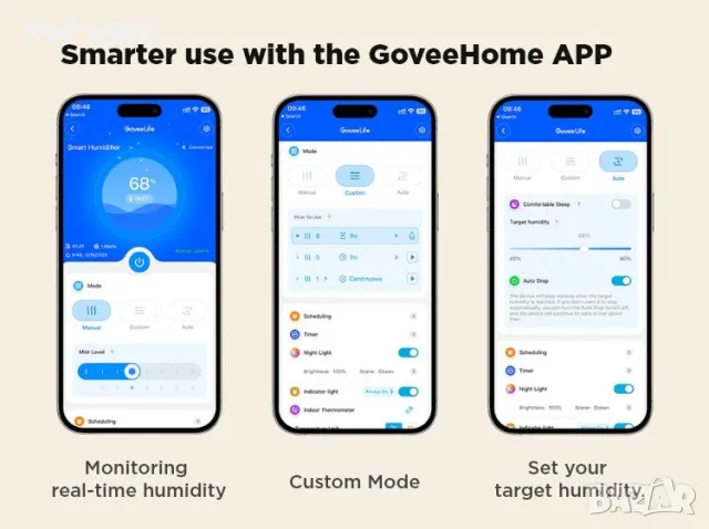 GoveeLife Smart 3-в-1 овлажнител , дифузер и нощна лампа Humidifier Lite, снимка 8 - Овлажнители и пречистватели за въздух - 49049665