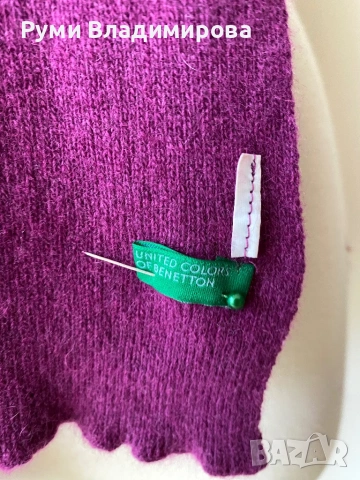 Лилав шал от Benetton с вълна, снимка 2 - Шалове - 53474153