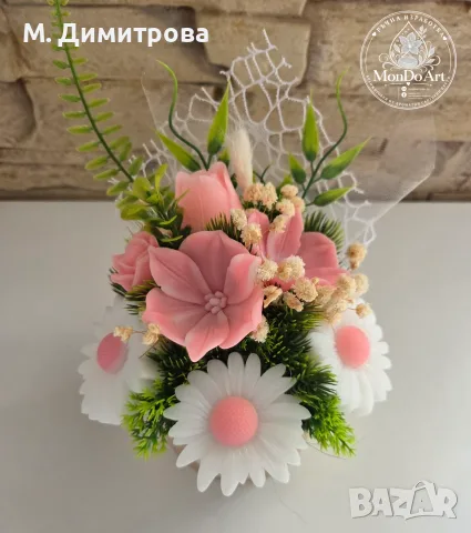 Сапунени цветя от глицеринов сапун, снимка 2 - Изкуствени цветя - 55877328