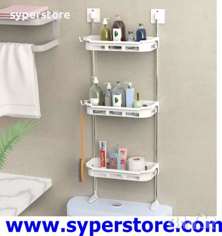 Стелаж за баня или кухня за стена Digital One SP00834, 3 рафта, бял, 88см/30см, лесен монтаж!, снимка 3 - Други стоки за дома - 41575287