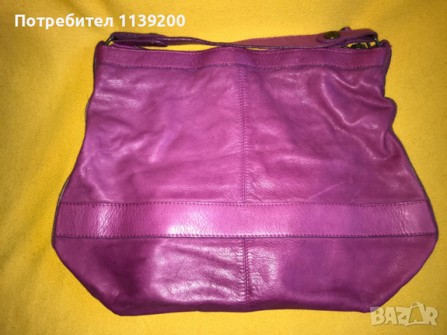 Италианска цикламена чанта естествена кожа, снимка 3 - Чанти - 36171772