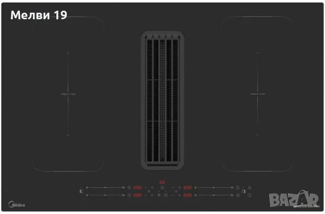 Индукционен котлон за вграждане Midea MIH740Y038B с вграден абсорбатор, снимка 3 - Котлони - 50349268
