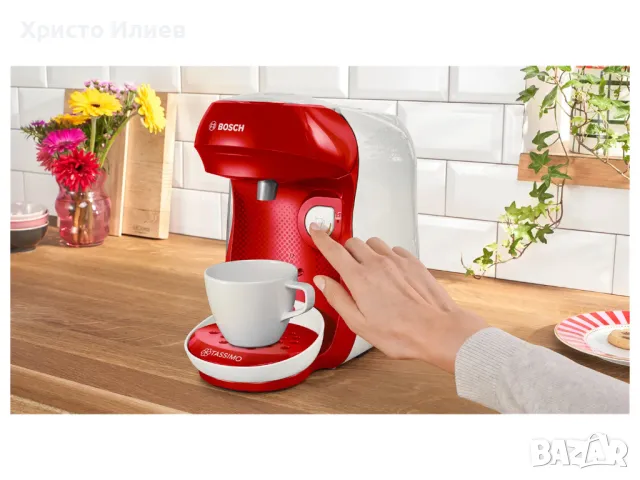 Кафемашина с капсули BOSCH Tassimo Happy - червена, снимка 3 - Кафемашини - 48959917
