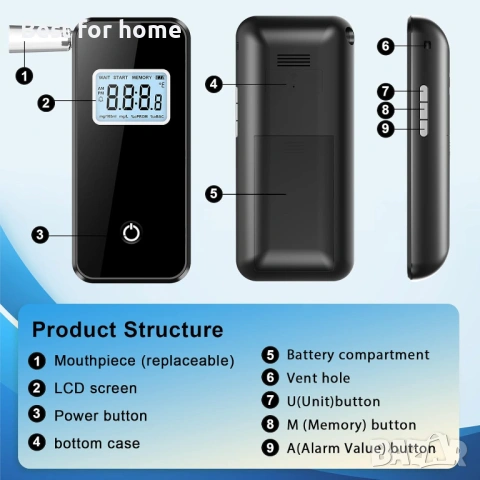 Алкохолен тестер, професионален дрегер с LCD екран, снимка 4 - Друга електроника - 53760532