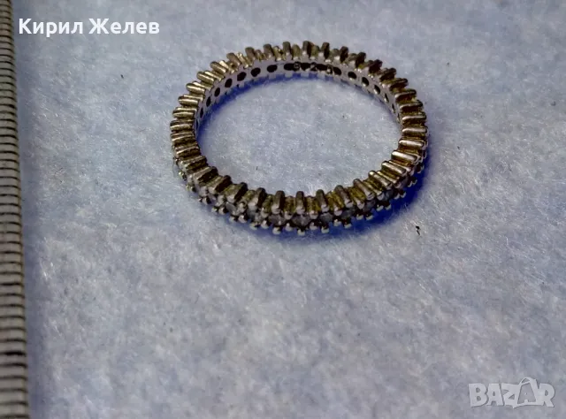 СТИЛНА ФЕШЪН АРТ СКЪПОЦЕННА СРЕБЪРНА ХАЛКА ПРЪСТЕН СРЕБРО ВИСОКА ПРОБА сБЯЛА ПОЗЛАТА и ЦИРКОНИ 48634, снимка 5 - Пръстени - 50191901