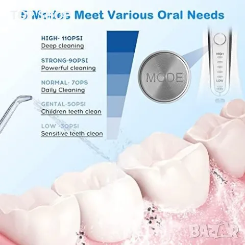 Нов Устен Душ 5 Режима, 360° Дюза, IPX7, 300мл Пътуване Устна хигиена, снимка 4 - Тримери - 50240003