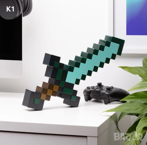 Лампа-меч Майнкрафт 40см с USB кабел, Minecraft Диамантен Меч Sword