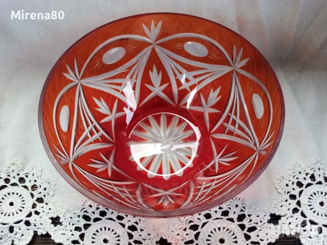 Кристална купа, снимка 3 - Антикварни и старинни предмети - 52643375