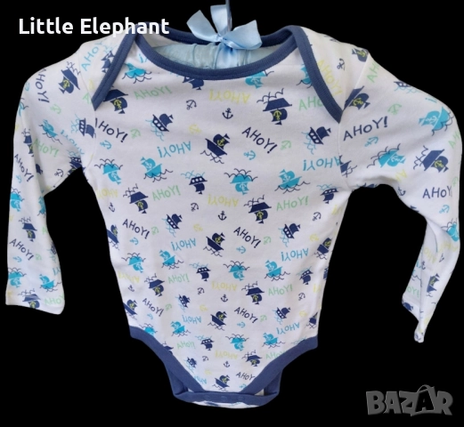 Боди с дълъг ръкав за 2-3 год момченце"Little sailor,Ahoy",Англия/нов